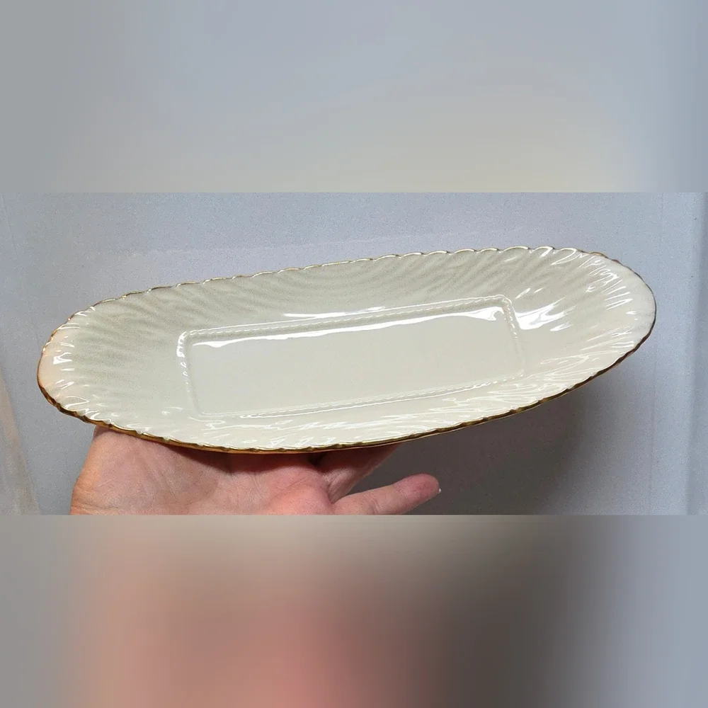 Vintage Lenox 24 kt Gold Trimmed Open Butter Dish